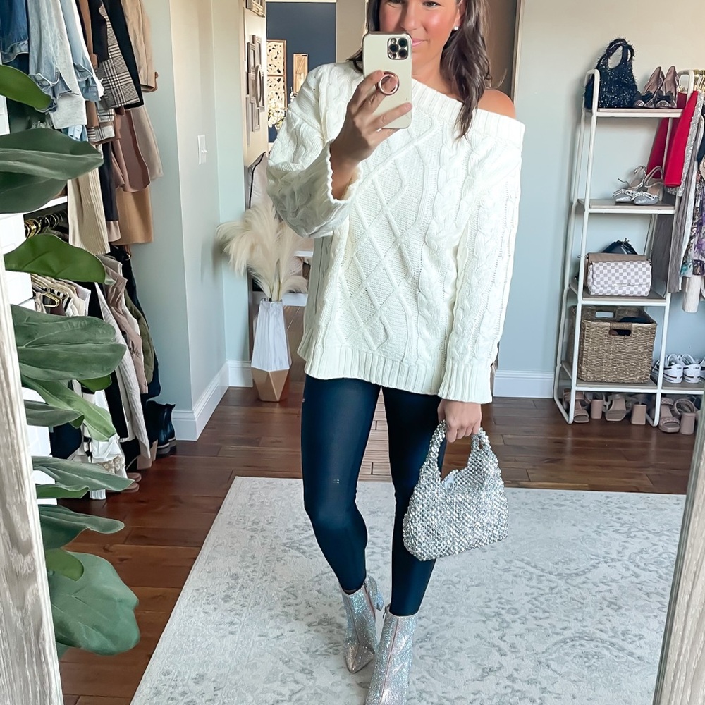 Cozy Off-Shoulder White Sweater